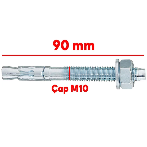 Klipsli Çelik Dübel M10x90 mm - Resim 2