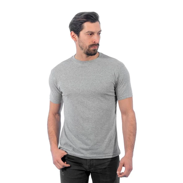 Sıfır Yaka Tişört, Gri -112E630- Bisiklet Yaka Tshirt, T-shirt ürün görseli 1