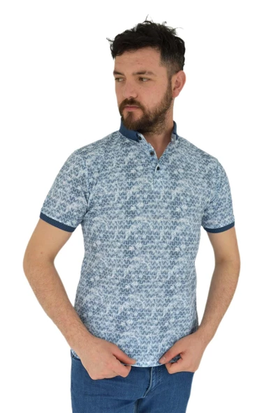 Erkek Polo Yaka Dijital Baskılı Tişört Waffle 2372 BGL-ST02797 ürün görseli 1