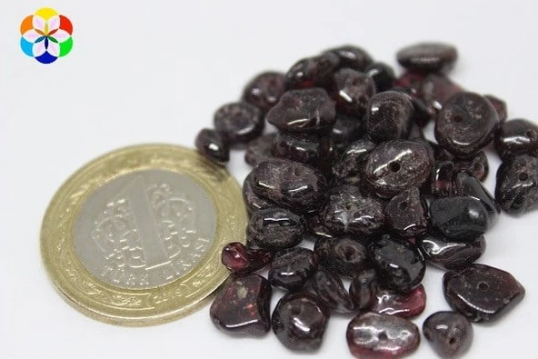 Delikli Lal (Granat) (Garnet) Taşı Mini Boy 50 adet ürün görseli 1