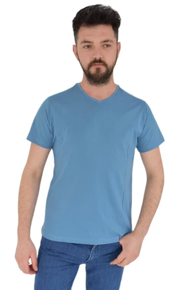 Erkek V Yaka Tişört Penye BGL-ST02801 - Resim 4
