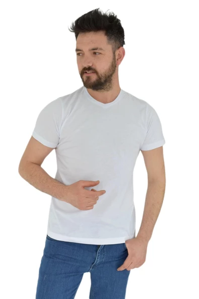 Erkek V Yaka Tişört Penye BGL-ST02801 - Resim 5