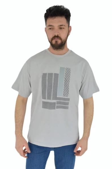Erkek Baskılı Oversize Tişört 2378 BGL-ST02802 - Resim 3