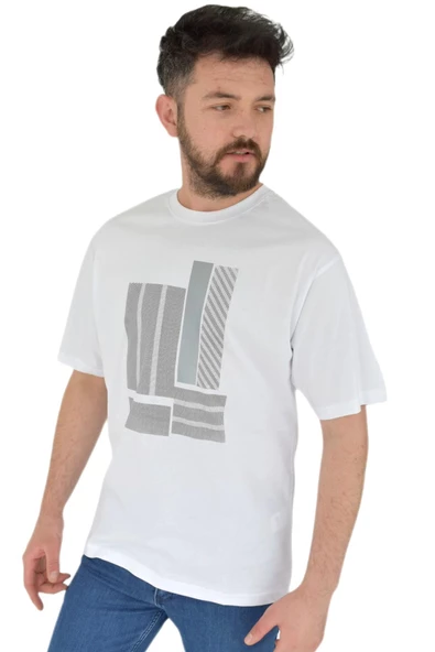Erkek Baskılı Oversize Tişört 2378 BGL-ST02802 - Resim 4