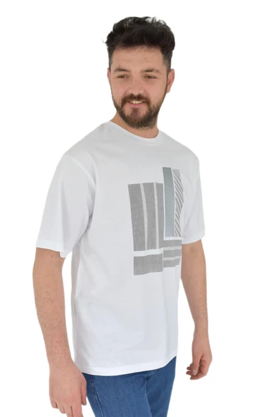 Erkek Baskılı Oversize Tişört 2378 BGL-ST02802 - Resim 10