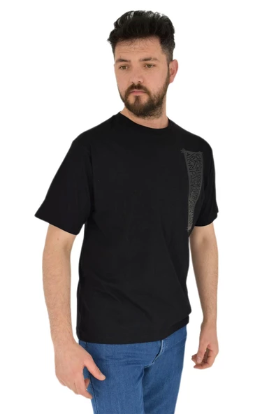 Erkek Baskılı Oversize Tişört 2380 BGL-ST02803 - Resim 5