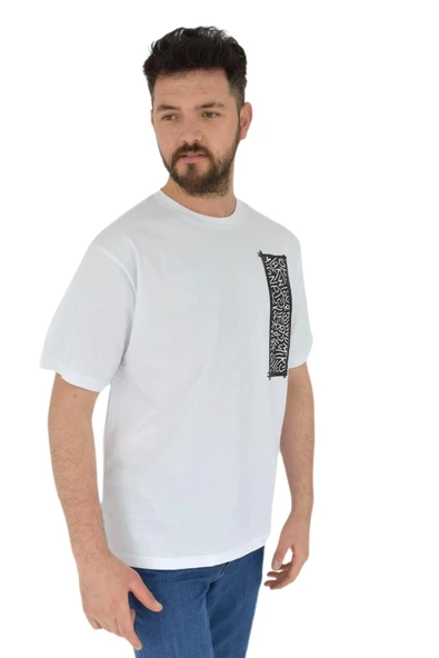 Erkek Baskılı Oversize Tişört 2380 BGL-ST02803 - Resim 10