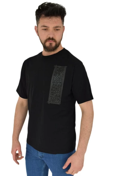 Erkek Baskılı Oversize Tişört 2380 BGL-ST02803 - Resim 8