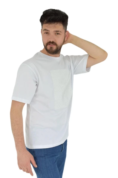 Erkek Baskılı Oversize Tişört 2379 BGL-ST02804 - Resim 7