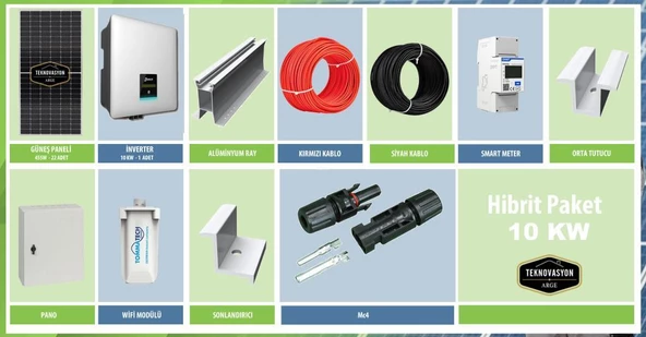 ON GRİD  Öztüketim 10 kW kVA Trifaze Solar Güneş Paneli Paket Sistemi ürün görseli 1