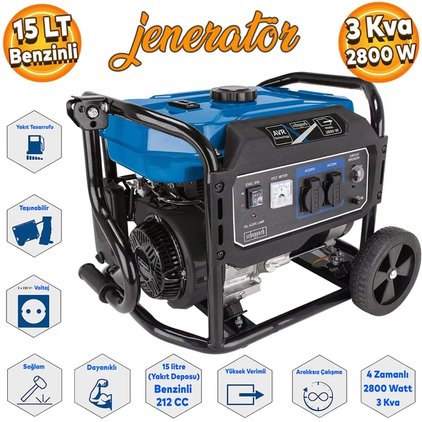 Scheppach Benzinli Jenerator 3,5 KW 2800 Watt Jenaratör SG3200X ürün görseli 1