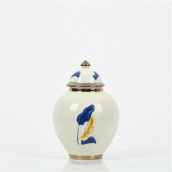 Vitale Mavi Gold Yaprak Desenli Şah Küp 21 cm AK.NRH0060 ürün görseli 1
