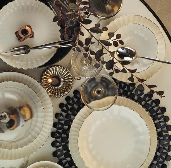 Kütahya Porselen Bone Luz-Form 52 Parça Yemek Takımı Platin File ürün görseli 1