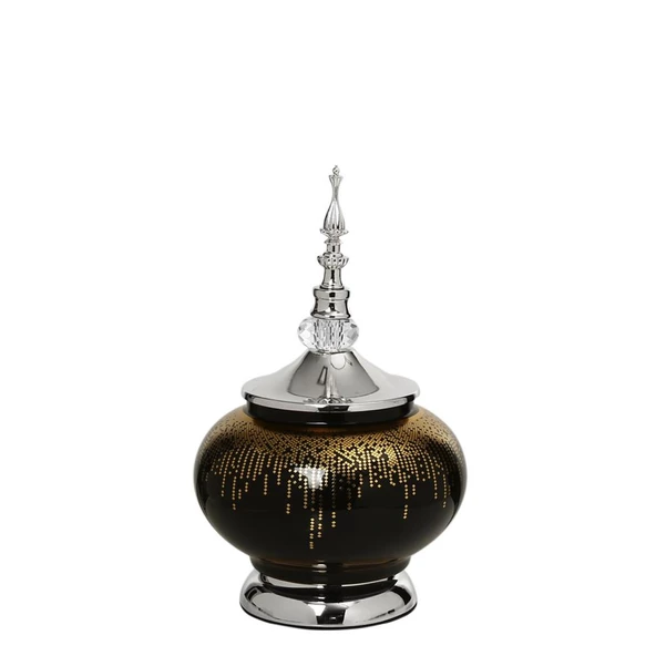 Vitale Amber Silver Kapaklı Vazo 30 cm AK.JE0020 ürün görseli 1