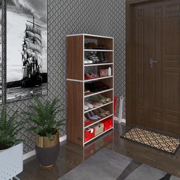 Kenzlife ayakkabılık goya cvz 140*70*30 arkalıksız ayakkabı ofis dolabı iki bölme ürün görseli 1