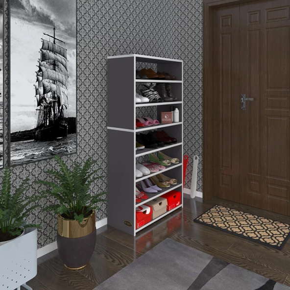 Kenzlife ayakkabılık goya gri 140*70*30 arkalıksız ayakkabı ofis dolabı iki bölme ürün görseli 1