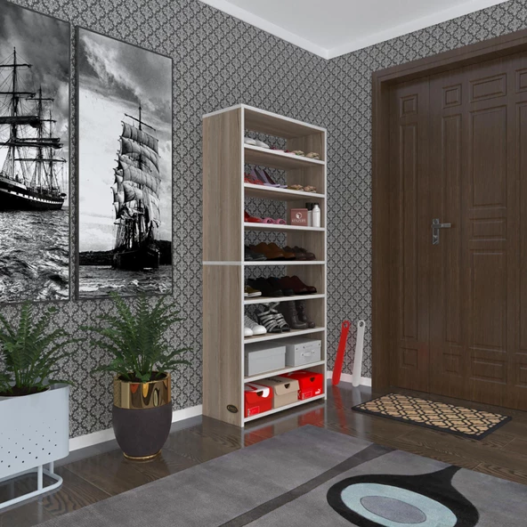 Kenzlife ayakkabılık goya crd 160*70*30 arkalıksız ayakkabı ofis dolabı iki bölme ürün görseli 1
