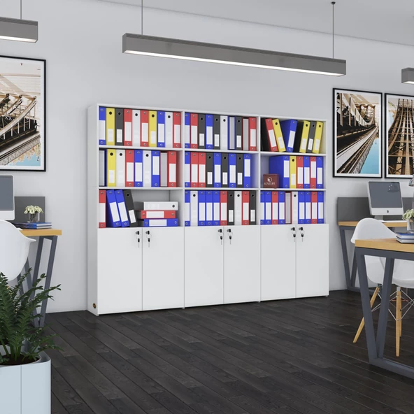 Kenzlife klasör dolabı kilitli kutalmış byz 175*240*30 klasörlük kitaplık ofis arkalıksız ürün görseli 1