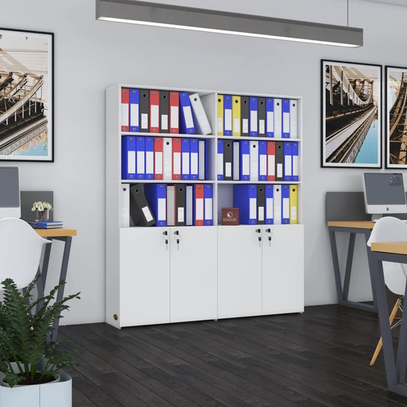 Kenzlife klasör dolabı kilitli ılgar byz 175*160*30 klasörlük kitaplık ofis arkalıksız ürün görseli 1