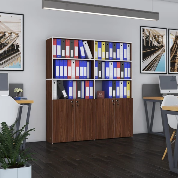 Kenzlife klasör dolabı kilitli ılgar cvz 175*160*30 klasörlük kitaplık ofis arkalıksız ürün görseli 1