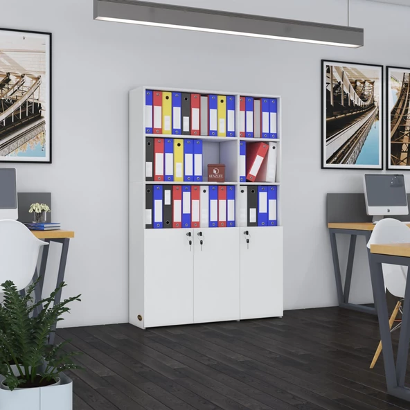 Kenzlife klasör dolabı kilitli alpdem byz 175*120*30 klasörlük kitaplık ofis arkalıksız ürün görseli 1