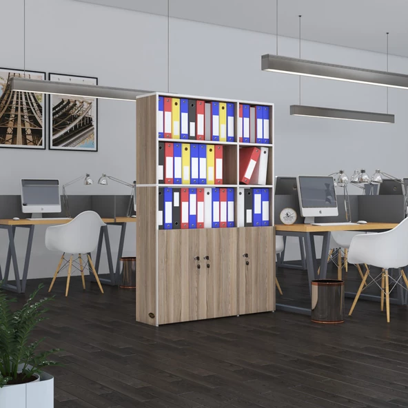 Kenzlife klasör dolabı kilitli alpdem crd 175*120*30 klasörlük kitaplık ofis arkalıksız ürün görseli 1