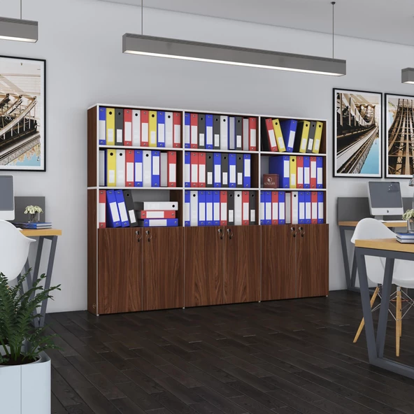 Kenzlife klasör dolabı kilitli kutalmış cvz 175*240*30 klasörlük kitaplık ofis arkalıksız ürün görseli 1