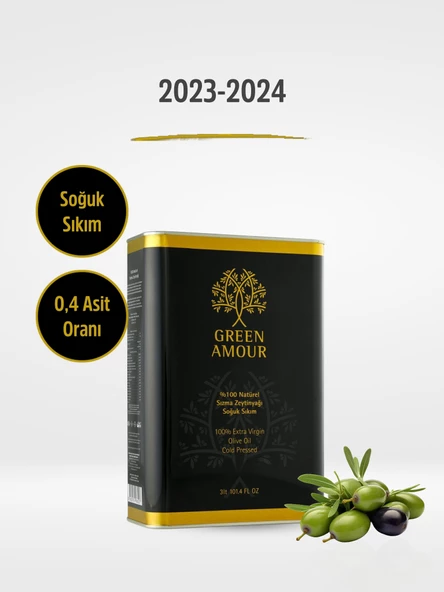 Soğuk Sıkım  %100 Natürel Sızma Zeytinyağı -Düşük Asit - 3 Litre ürün görseli 1
