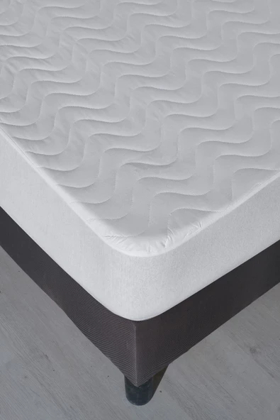 120X200 Kapitoneli Tek Kişilik Yatak Alezi Sıvı Geçirmez Fitted Pamuklu ürün görseli 1