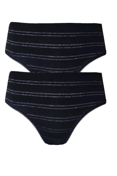 2li Kadın Sim Çizgili Bikini Külot Yüksek Bel İnce Lastik Ekonomik ürün görseli 1