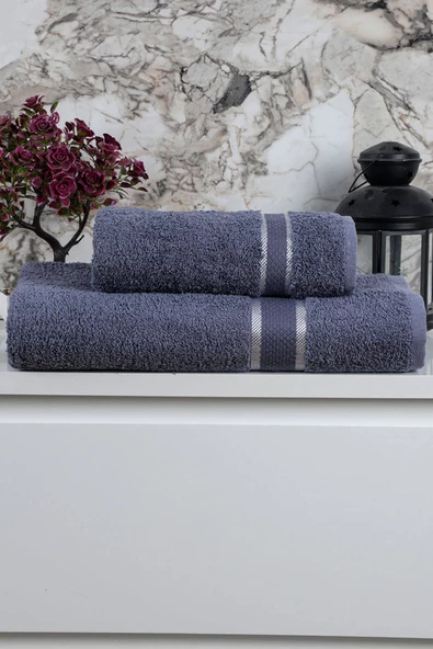 %100 Pamuk 2 Parça Kadın/Erkek Banyo Duş Hamam Havlu Seti 90x150 Cm ürün görseli 1