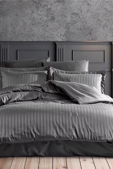 Çift Kişilik Su Yollu Saten Nevresim Takımı Polycotton ürün görseli 1