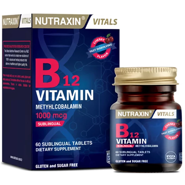 Nutraxin B12 Vitamin 1000 mcg 60 Dilaltı Tablet ürün görseli 1