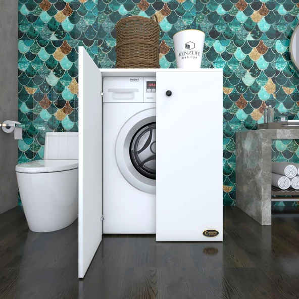 Kenzlife çamaşır makinesi dolabı kapaklı tatyanamdf byz 90*70*60 % 100 mdf full mdf banyo ofis kapaklı arkalıksız ürün görseli 1
