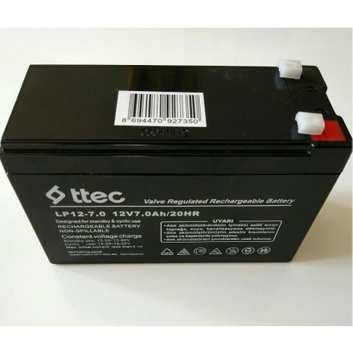 Ttec 12 Volt 7 Amper 12 V 7 Ah Kuru Bakımsız Akü ürün görseli 1
