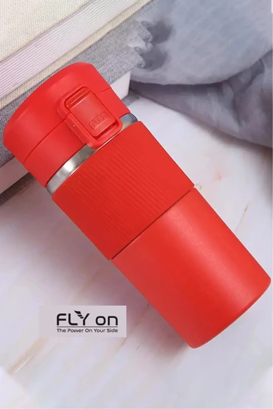 Sızdırmaz Paslanmaz Çelik Kaydırmaz Lastikli İç Kısmı Süzgeçli Araç Ofis Çay Kahve Termos Mug 400 ML ürün görseli 1