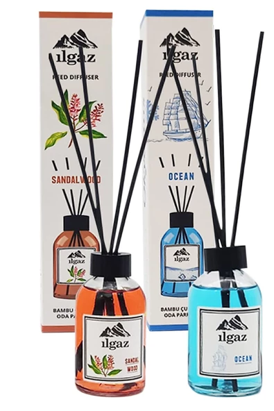 Sandal Ağacı Bambu Çubuklu Oda Kokusu 110 Ml & Okyanus Bambu Çubuklu Oda Kokusu 110 Ml - 2'li Kalıcı ve Doğal Ortam Kokusu Seti ürün görseli 1