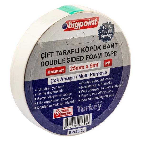 Bigpoint Çift Taraflı Köpük Bant 25mmx5m ürün görseli 1