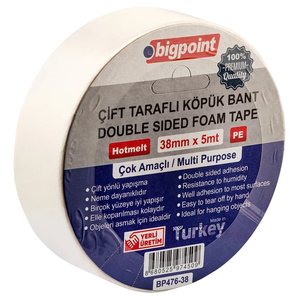 Bigpoint Çift Taraflı Köpük Bant 38mmx5m ürün görseli 1