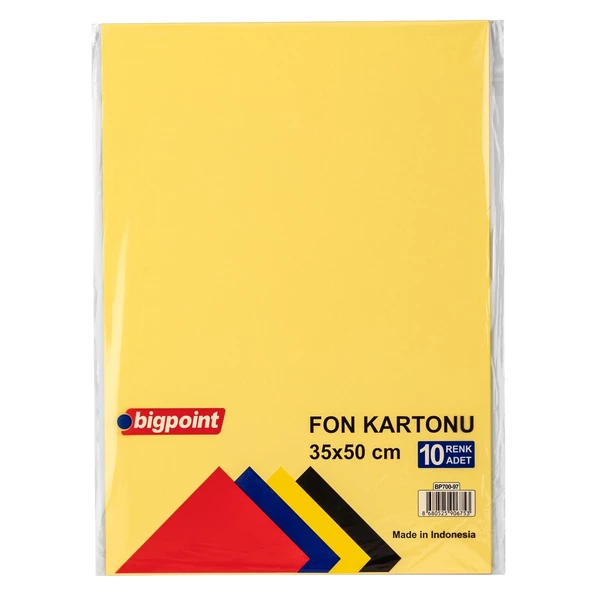 Bigpoint Fon Kartonu 35x50cm 160 Gram Karışık 10 Renk ürün görseli 1