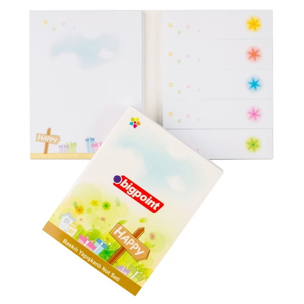 Bigpoint Yapışkanlı Not Kağıtları Seti Happy Baskılı ürün görseli 1
