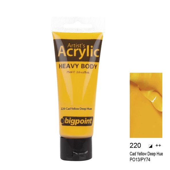 Bigpoint Akrilik Boya 75 ml Cad Yellow Deep Hue 220 ürün görseli 1