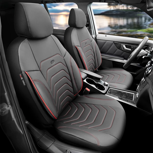 Otom Core Design Premium Deri Ekstra Destekli Oto Koltuk Kılıfı   Kırmızı ürün görseli 1