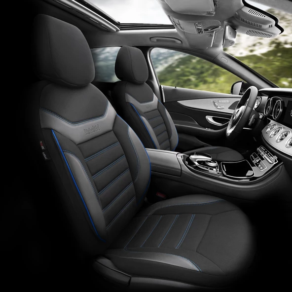 Otom Individual Design Ekstra Destekli Oto Koltuk Kılıfı  Siyah-Mavi ürün görseli 1