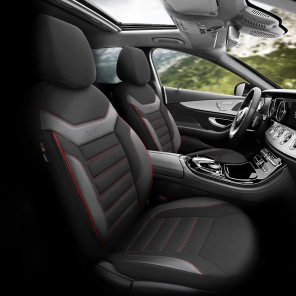 Otom Individual Design Ekstra Destekli Oto Koltuk Kılıfı  Siyah-Kırmızı ürün görseli 1