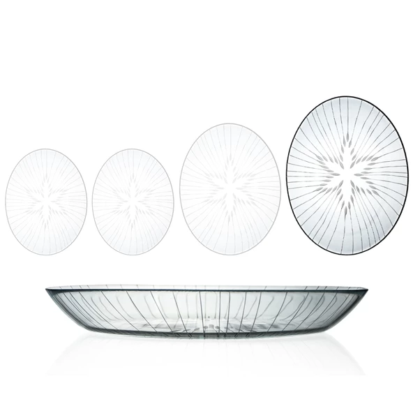 Decocia 1 Adet 33cm Oval Cam Salata Sunum Tabağı Vega Desenli ürün görseli 1