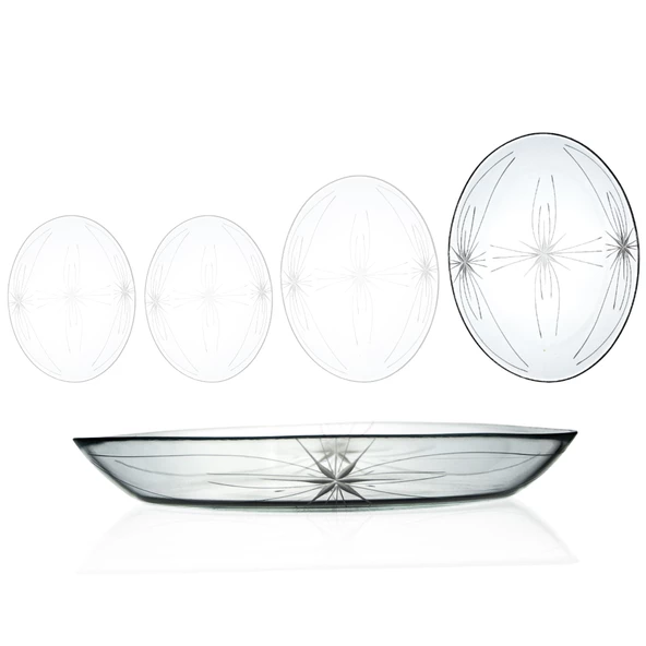Decocia 1 Adet 33cm Oval Cam Salata Sunum Tabağı Mira Desenli ürün görseli 1