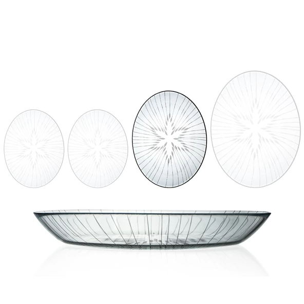 Decocia 1 Adet 29 cm Oval Cam Salata Sunum Tabağı Vega Desenli ürün görseli 1