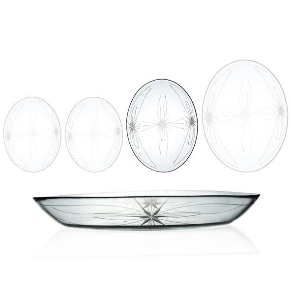 Decocia 1 Adet 29 cm Oval Cam Salata Sunum Tabağı Mira Desenli ürün görseli 1