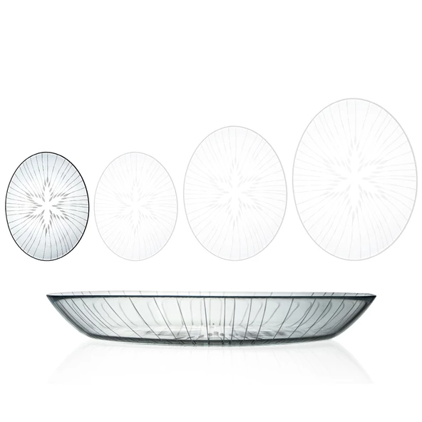 Decocia 2 Adet 25cm Oval Cam Salata Sunum Tabağı Vega Desenli ürün görseli 1